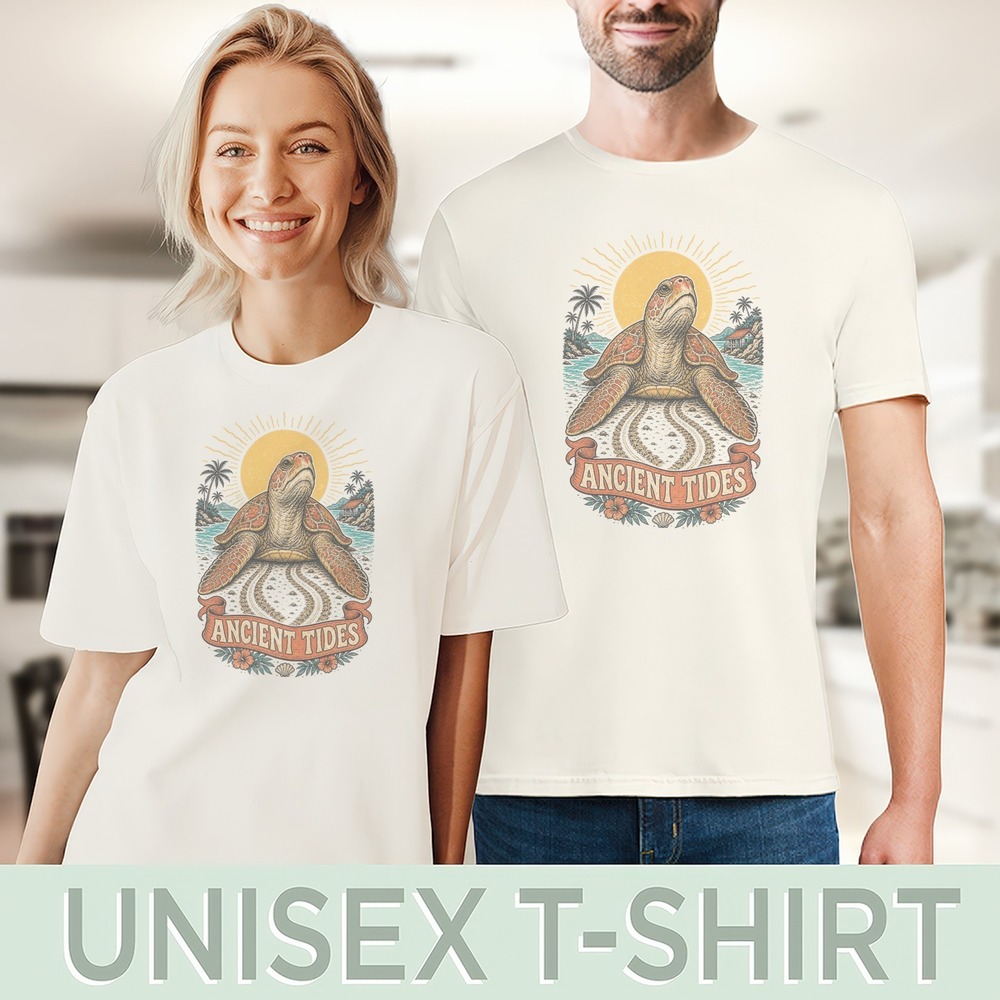 Ancient Tides Turtle Shell Pattern Boho Tee - Picture 4 of 5